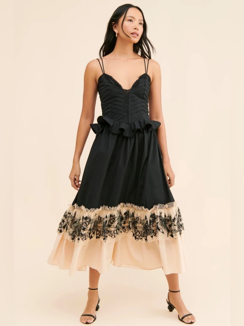 Anthropologie Bhanuni by Jyoti black noir Elan corset maxi dress